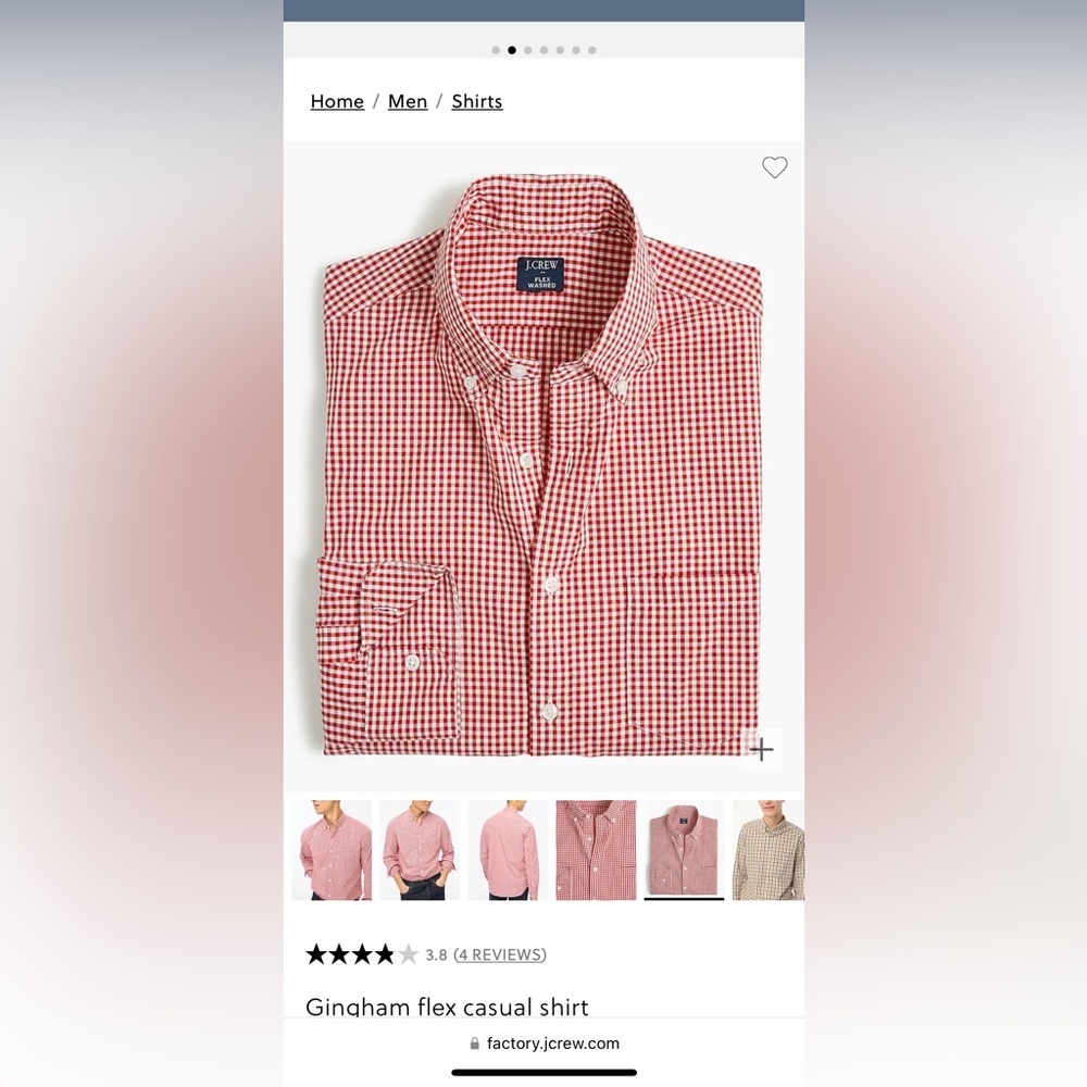 NWT J. Crew Gingham Flex Shirt